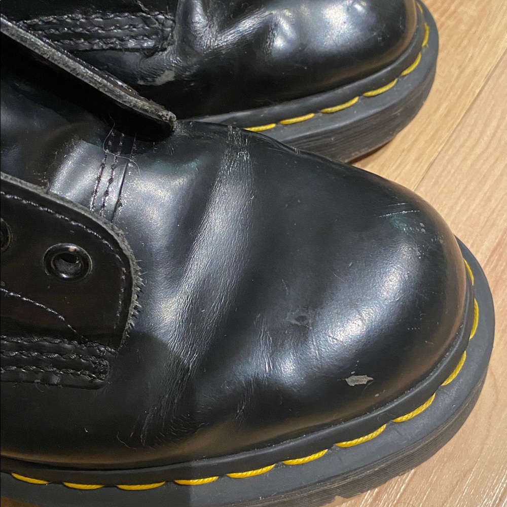 Doc Martens Black Leather Lace-Up Boots - Picture 2 of 11